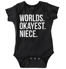 Worlds Okayest Niece Romper Bodysuit-Direct To Garment Print-Brisco Baby
