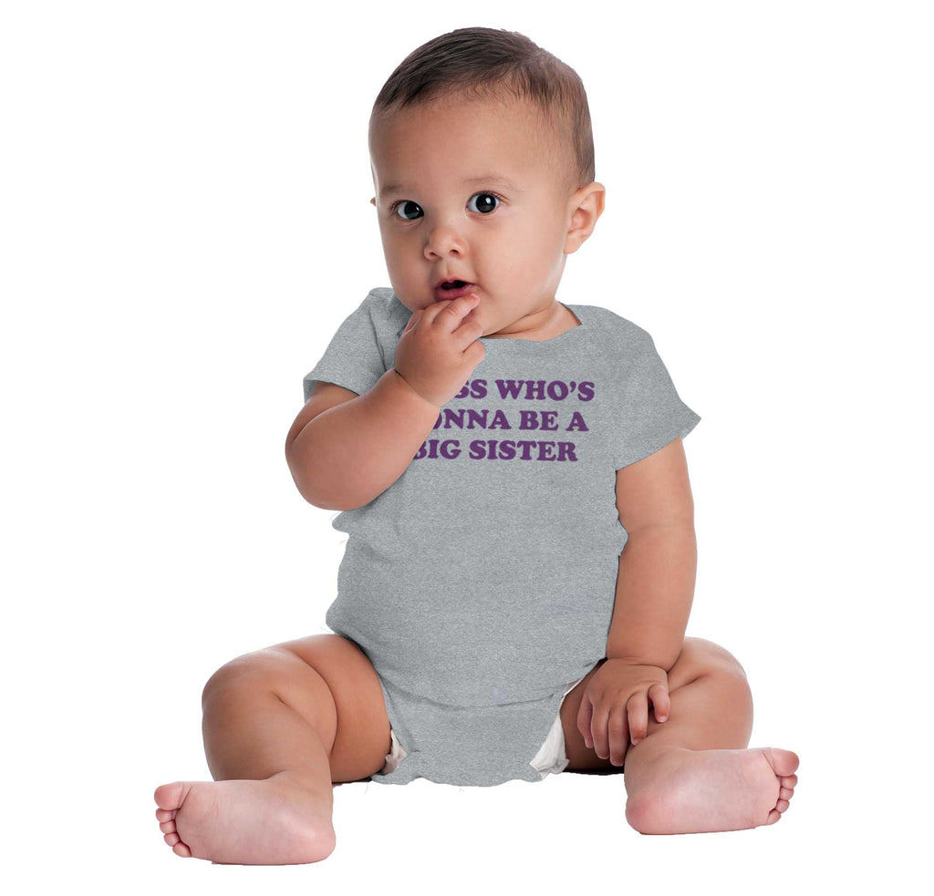 Guess Who's Gonna Be A Big Sister? Romper Bodysuit-Direct To Garment Print-Brisco Baby