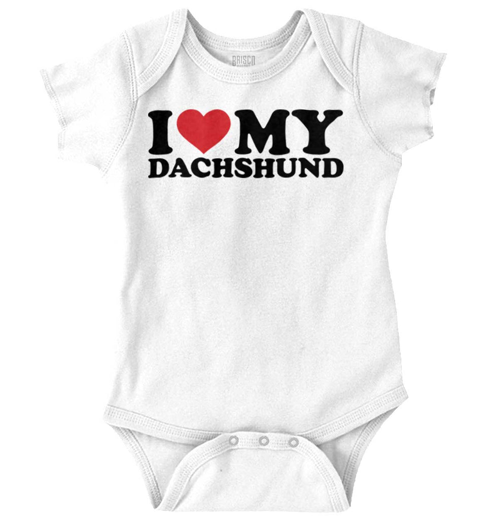 I Love My Dachshund Romper Bodysuit-Direct To Garment Print-Brisco Baby
