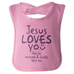 Jesus Loves You Infant Baby Bib-Direct To Garment Print-Brisco Baby