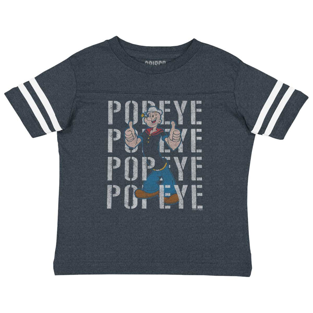Popeye The Sailor Toddler Football Jersey Tee-Direct To Garment Print-Brisco Baby