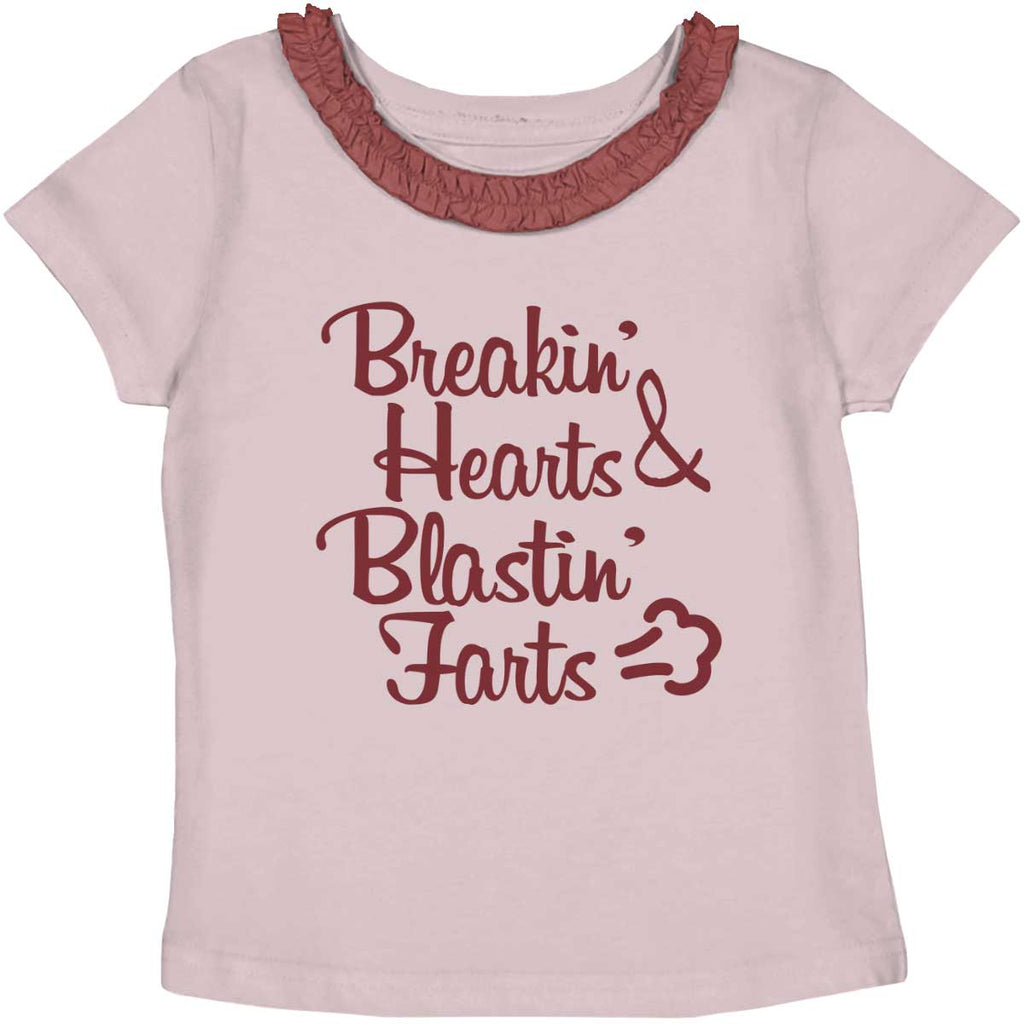 Blastin Farts Toddler Ruffled Trim T-Shirt-Direct To Garment Print-Brisco Baby