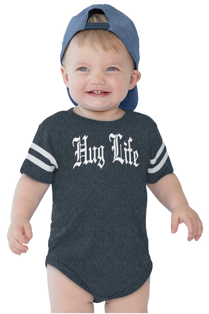 Hug Life Football Romper Bodysuit-Direct To Garment Print-Brisco Baby