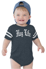Hug Life Football Romper Bodysuit-Direct To Garment Print-Brisco Baby