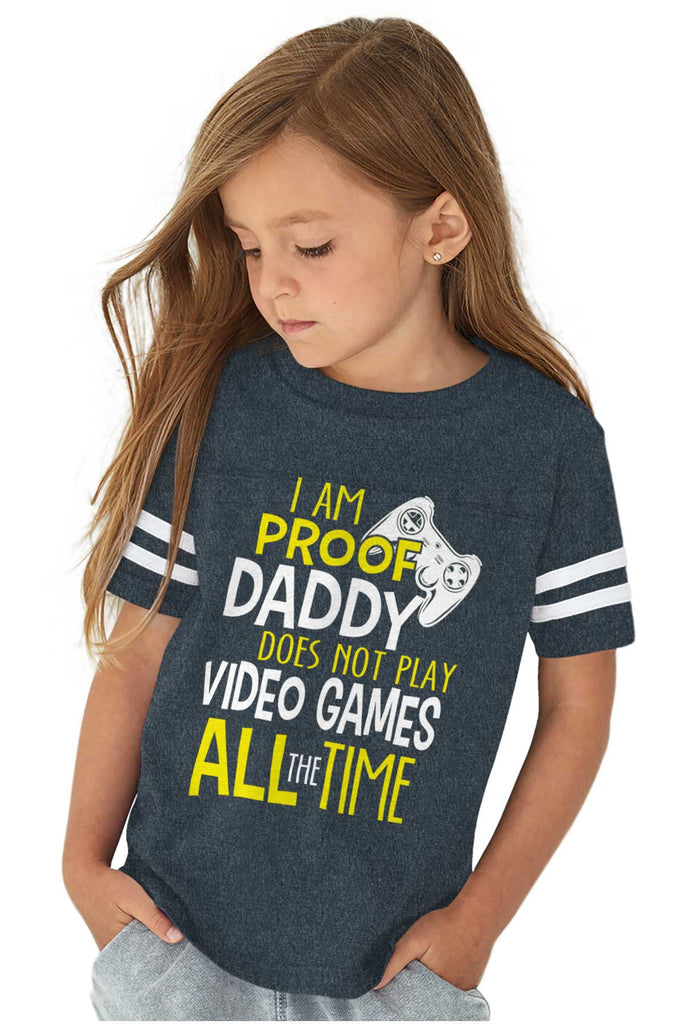 Daddy Plays Video Games Toddler Football Jersey Tee-Direct To Garment Print-Brisco Baby