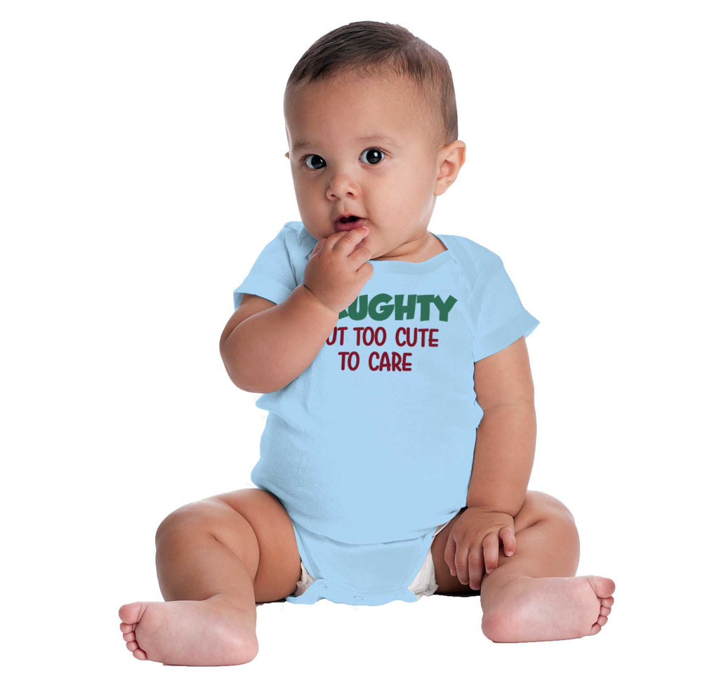 Naughty Too Cute To Care Romper Bodysuit-Direct To Garment Print-Brisco Baby