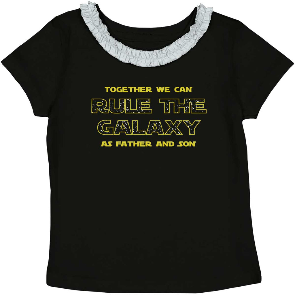 Rule The Galaxy Toddler Ruffled Trim T-Shirt-Direct To Garment Print-Brisco Baby