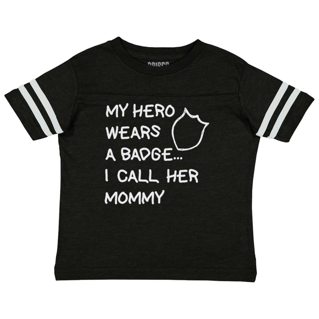 Hero Wears Badge Toddler Football Jersey Tee-Direct To Garment Print-Brisco Baby