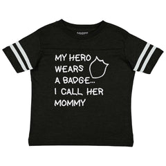 Hero Wears Badge Toddler Football Jersey Tee-Direct To Garment Print-Brisco Baby