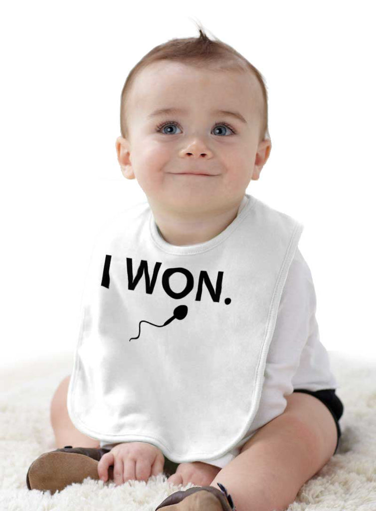 Won The Race Infant Baby Bib-Direct To Garment Print-Brisco Baby
