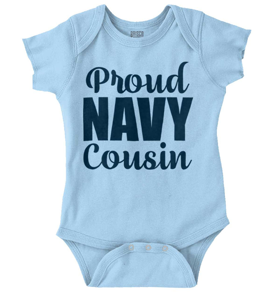 Proud Navy Cousin Romper Bodysuit-Direct To Garment Print-Brisco Baby