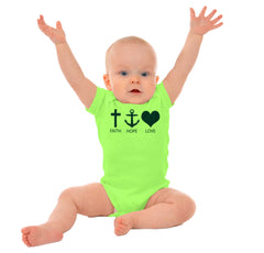 Faith Anchor Love Romper Bodysuit-Direct To Garment Print-Brisco Baby