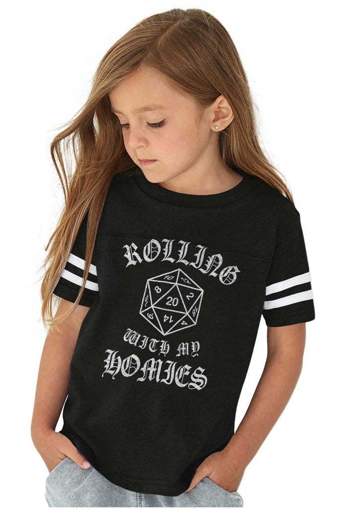 Rolling With My Homies Dungeons Toddler Football Jersey Tee-Direct To Garment Print-Brisco Baby