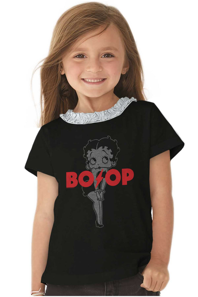 ACDC Boop Toddler Ruffled Trim T-Shirt-Direct To Garment Print-Brisco Baby