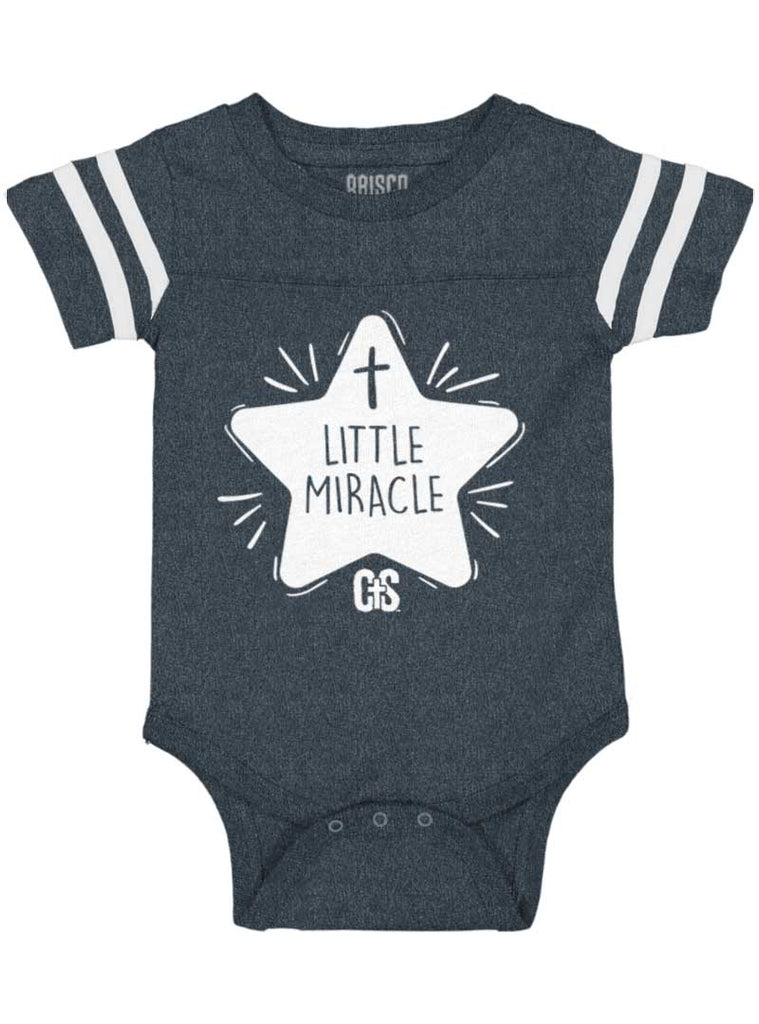 Little Miracle Football Romper Bodysuit-Direct To Garment Print-Brisco Baby
