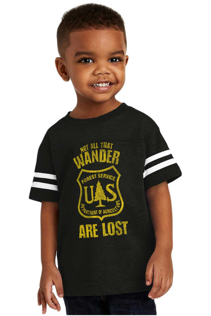 No All Who Wander Toddler Football Jersey Tee-Direct To Garment Print-Brisco Baby