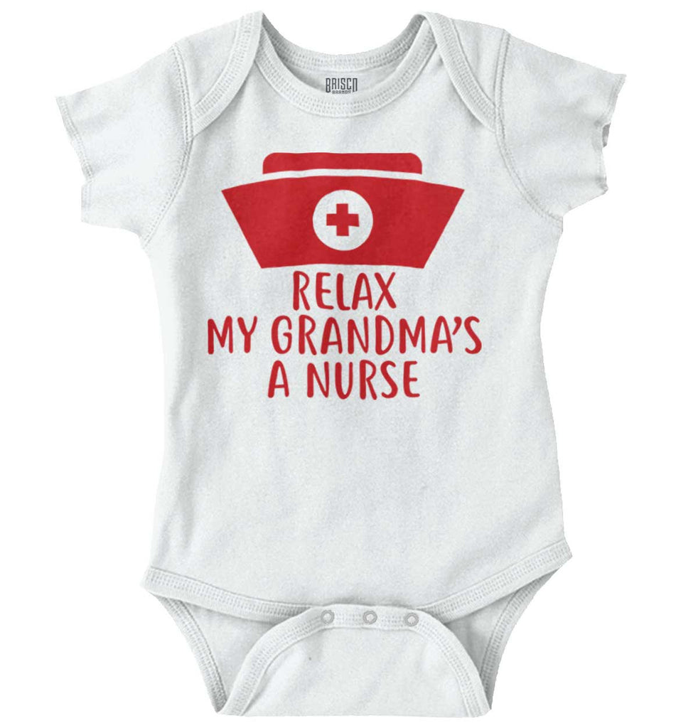 Relax My Grandma's A Nurse Romper Bodysuit-Direct To Garment Print-Brisco Baby