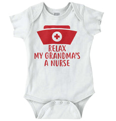 Relax My Grandma's A Nurse Romper Bodysuit-Direct To Garment Print-Brisco Baby
