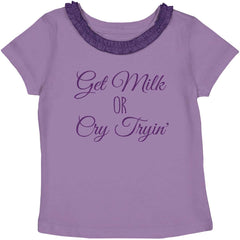 Get Milk Toddler Ruffled Trim T-Shirt-Direct To Garment Print-Brisco Baby