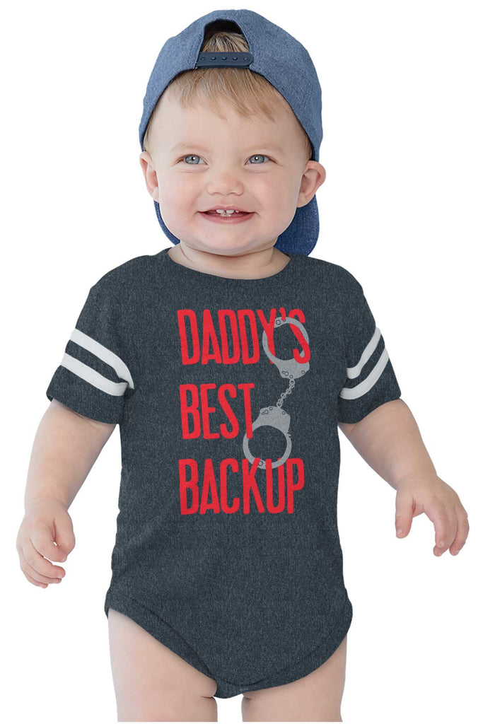 Daddy's Best Backup Football Romper Bodysuit-Direct To Garment Print-Brisco Baby