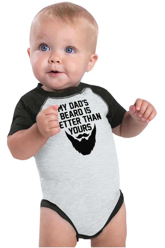 Dad's Beard Raglan Romper Bodysuit-Direct To Garment Print-Brisco Baby