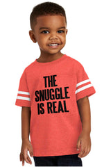 Snuggle Is Real Toddler Football Jersey Tee-Direct To Garment Print-Brisco Baby