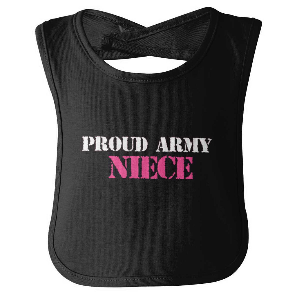 Proud Army Niece Infant Baby Bib-Direct To Garment Print-Brisco Baby