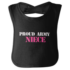 Proud Army Niece Infant Baby Bib-Direct To Garment Print-Brisco Baby