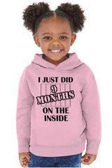 9 Months On The Inside Toddler Pullover Hoodie-Direct To Garment Print-Brisco Baby