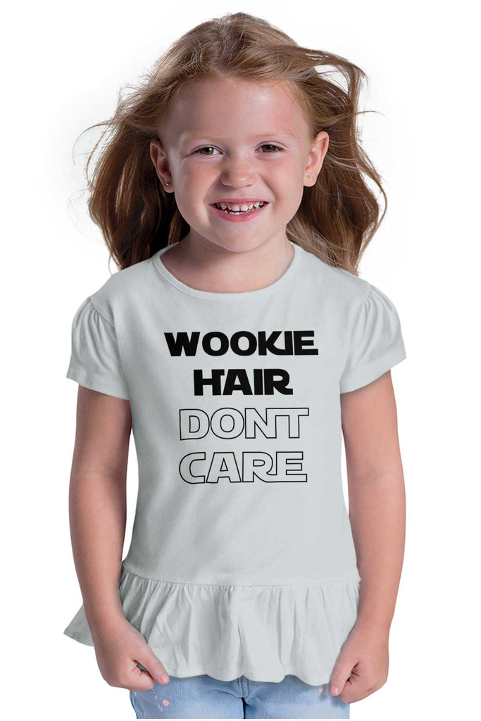 Wookie Hair Don't Ca Toddler Ruffle Bottom Tee-Direct To Garment Print-Brisco Baby