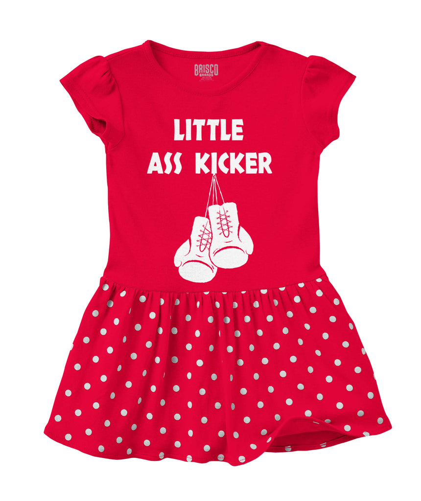 Little Ass Kicker Baby Polka Dot Skirt Dress-Direct To Garment Print-Brisco Baby
