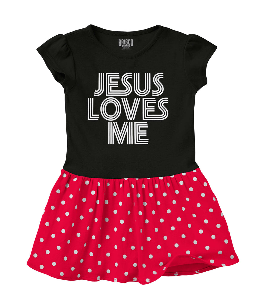 Christ Loves Me Baby Polka Dot Skirt Dress-Direct To Garment Print-Brisco Baby