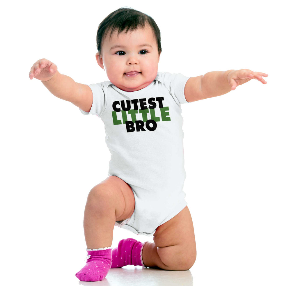 Cutest Little Bro Romper Bodysuit-Direct To Garment Print-Brisco Baby