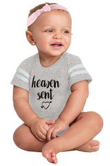 Heaven Sent Football Romper Bodysuit-Direct To Garment Print-Brisco Baby