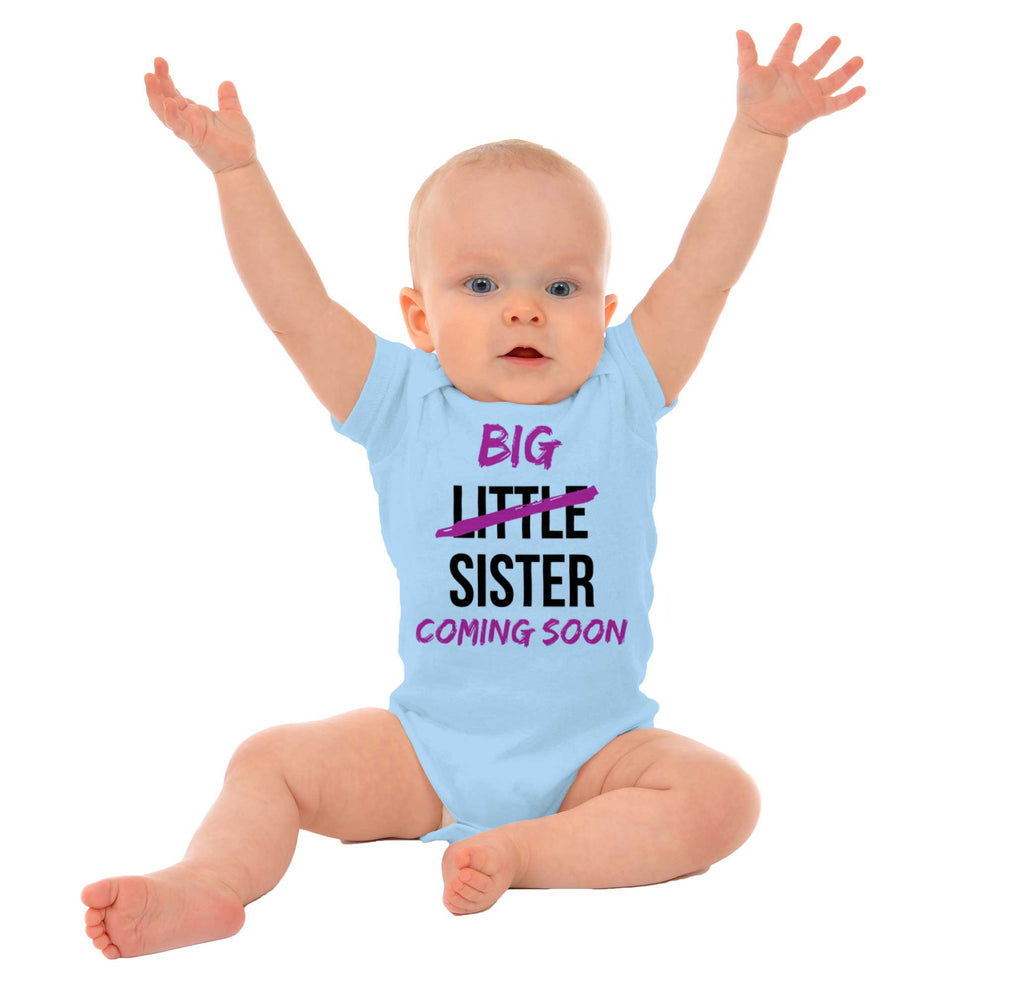 Big Little Sister Coming Soon Romper Bodysuit-Direct To Garment Print-Brisco Baby
