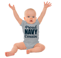 Proud Navy Cousin Romper Bodysuit-Direct To Garment Print-Brisco Baby