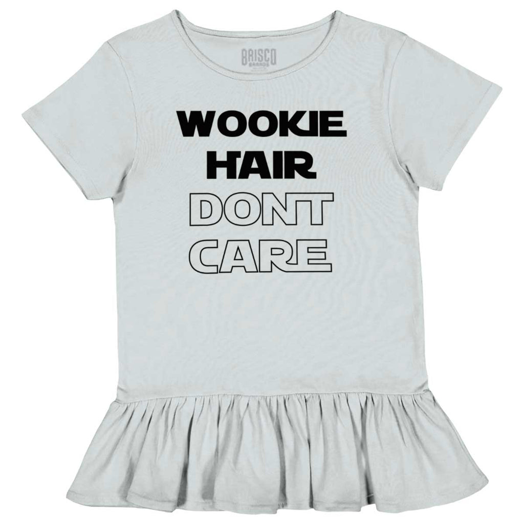 Wookie Hair Don't Ca Toddler Ruffle Bottom Tee-Direct To Garment Print-Brisco Baby