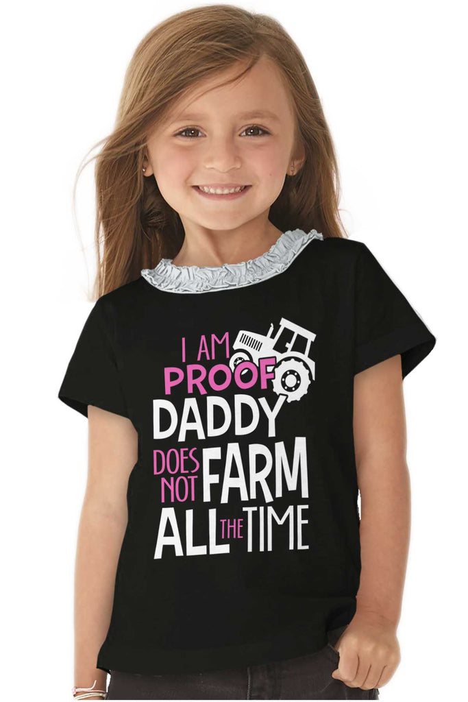 Farm All The Time Toddler Ruffled Trim T-Shirt-Direct To Garment Print-Brisco Baby