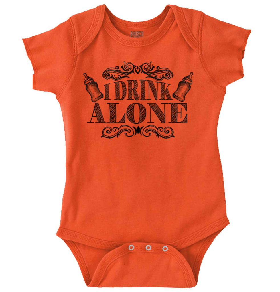 I Drink Alone Romper Bodysuit-Direct To Garment Print-Brisco Baby