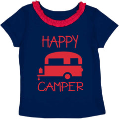 Happy Camper Toddler Ruffled Trim T-Shirt-Direct To Garment Print-Brisco Baby