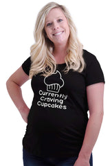 Currently Craving Cupcakes Maternity T-Shirt-Direct To Garment Print-Brisco Baby