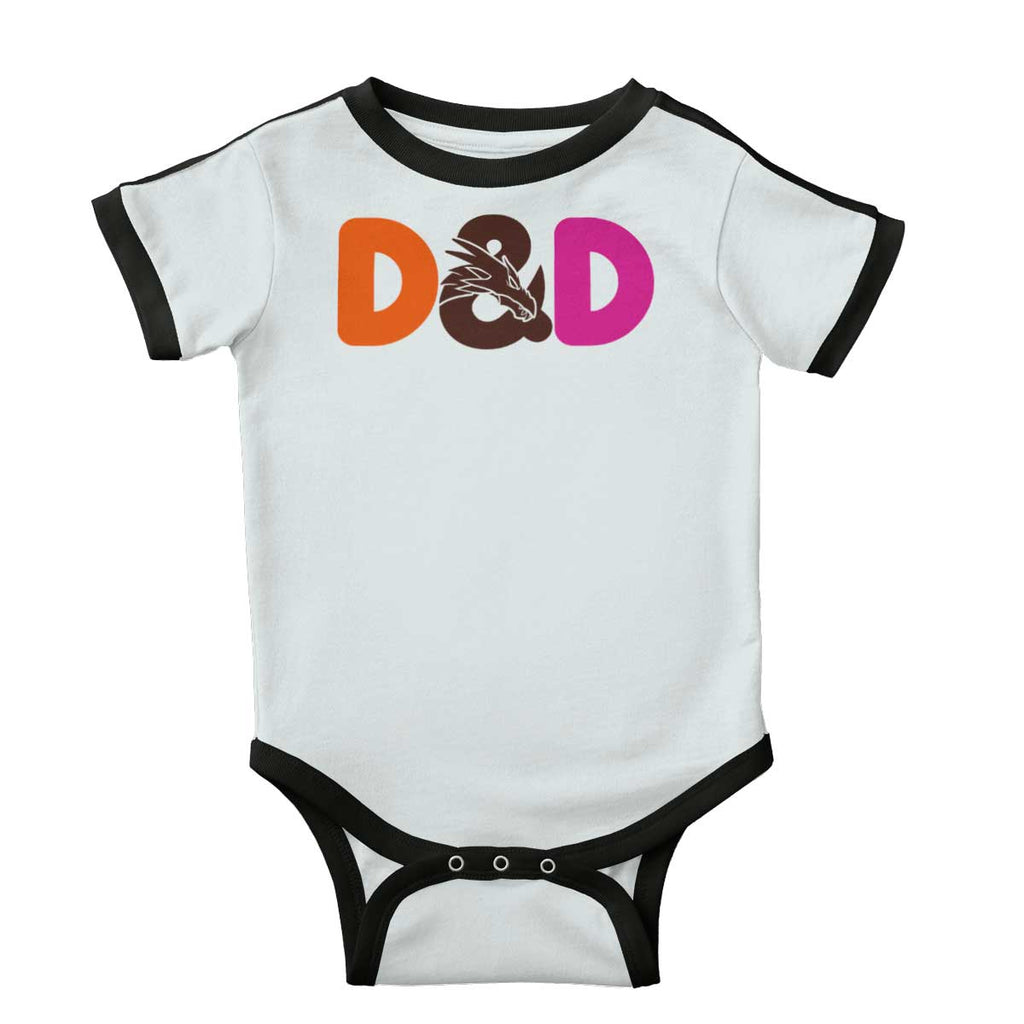Dungeons Fantasy Tabletop Gamer Ringer Romper Bodysuit-Direct To Garment Print-Brisco Baby