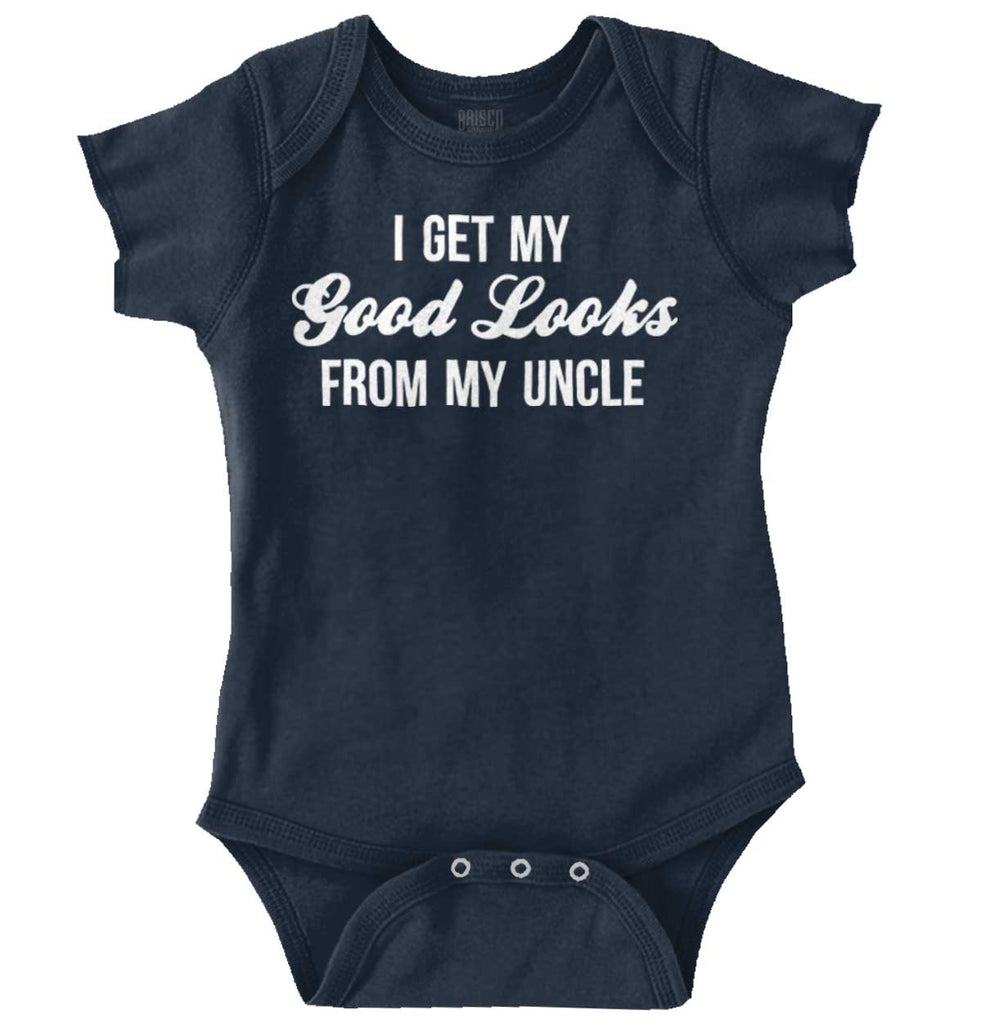 Good Looks From Uncle Romper Bodysuit-Direct To Garment Print-Brisco Baby
