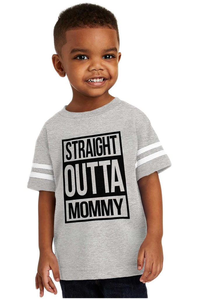 Straight Outta Mommy Toddler Football Jersey Tee-Direct To Garment Print-Brisco Baby