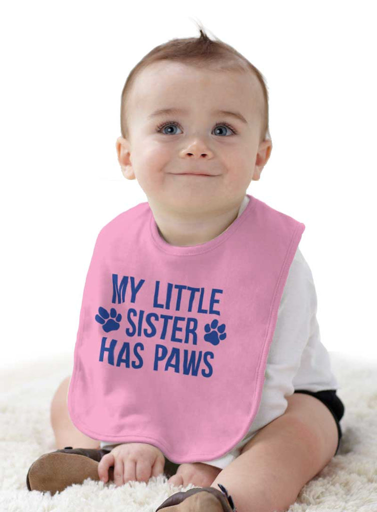 My Little Sister Has Paws Infant Baby Bib-Direct To Garment Print-Brisco Baby