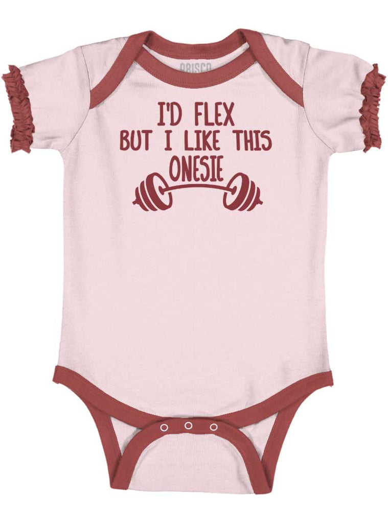 I'd Flex Baby Ruffled Trim Romper-Direct To Garment Print-Brisco Baby