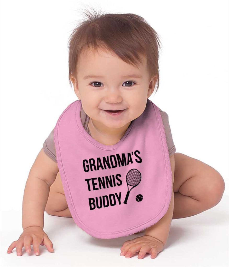 Grandma's Tennis Buddy Infant Baby Bib-Direct To Garment Print-Brisco Baby