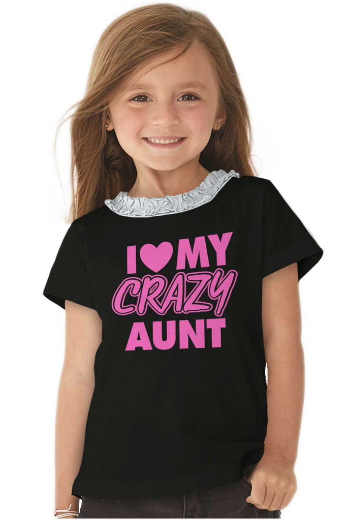 Crazy Aunt Toddler Ruffled Trim T-Shirt-Direct To Garment Print-Brisco Baby