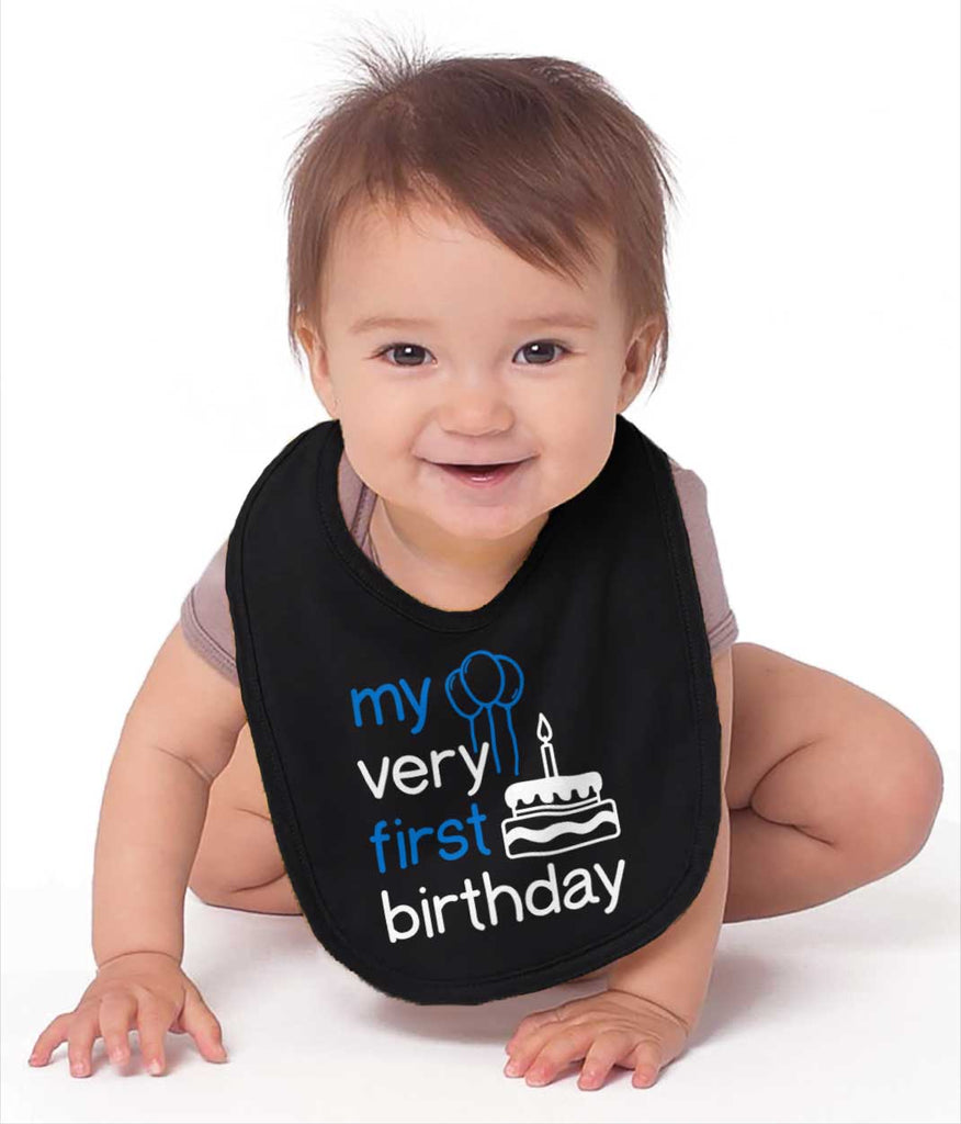 Very First Birthday Infant Baby Bib-Direct To Garment Print-Brisco Baby