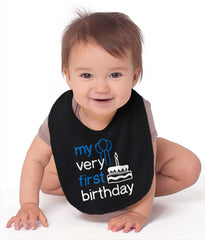 Very First Birthday Infant Baby Bib-Direct To Garment Print-Brisco Baby